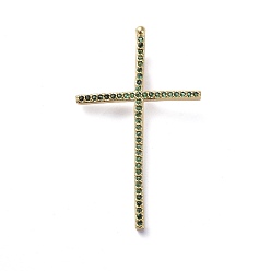 Золотой Латунные микро проложить кубического циркония подвески, крестик, зелёные, золотые, 37x22.5x2 мм, отверстие : 1.5x4 мм