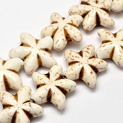 Бежевый Синтетические нити бирюзового бисера, цветок, окрашенные, бежевые, 21x23x8 мм, отверстие : 2 мм, Около 328 шт / 1000 г