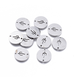 Stainless Steel Color Tarnish Resistant 304 Stainless Steel Links connectors, Laser Cut, Flat Round with Cactus, Stainless Steel Color, 11.5x1mm, Hole: 1.2mm