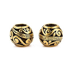 Античное Золото Европейские сплавочные бусины тибетского стиля , бусины с большим отверстием, рондель, античное золото , 10x9 мм, отверстие : 4.5~5 мм
