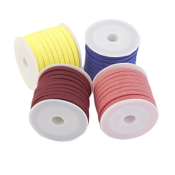 (52) Непрозрачная лаванда Шнуры из искусственной замши, искусственная замшевая кружева, разноцветные, 4x1.5 мм, около 5.46 ярдов (5 м) / рулон, 4 рулонов / набор