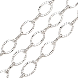 Нержавеющая Сталь Цвет 304 цепи из текстурированной нержавеющей стали с овальными звеньями, несварные, с катушкой, цвет нержавеющей стали, Коннекторы : 10.5x6.5x0.5 мм