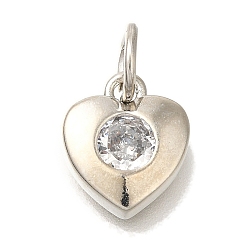 Платина Латунные микро проложить кубического циркония подвески, долговечный, сердце, облако прелести, платина, 11x10x3 мм