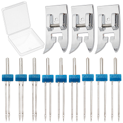 Platinum 2Pcs Alloy Domestic Sewing Machine Presser Foot, with 3 Sets Alloy Domestic Sewing Machine Needles, Platinum, 32~38.5x7~15x3.5~6mm