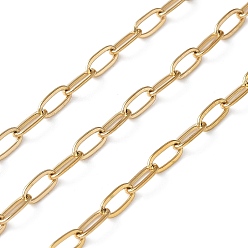 Настоящее золото 18K 304 цепи из нержавеющей стали, пайки, с катушкой, ионное покрытие (ip), реальный 18 k позолоченный, 6.7x3.3x0.5 мм, около 32.81 футов (10 м) / рулон