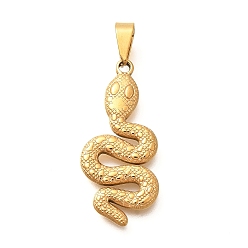 Золотой 201 подвески из нержавеющей стали, змеиные чары, ионное покрытие (ip), золотые, 35x16x3 мм, отверстие : 8x3.5 мм