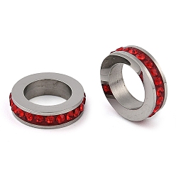 Сиамский 304 из нержавеющей стали европейские шарики, с полимерной глиной горный хрусталь, бусины с большим отверстием, колонка, платина, Сиам, 10x2.5 мм, отверстие : 6 мм