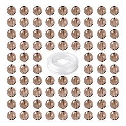 Smoky Quartz 100Pcs 8mm Natural Smoky Quartz Round Beads, with 10m Elastic Crystal Thread, for DIY Stretch Bracelets Making Kits, 8mm, Hole: 1mm