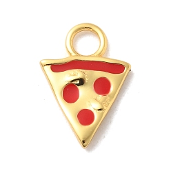 Pizza 925 Подвески из стерлингового серебра с красной эмалью, золотые, с печатью 925, пицца, 13x9x1.5 мм, отверстие : 2.5 мм