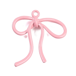 Pink Подвески из сплава краски для выпечки, бантом, розовые, 45x42x6 мм, отверстие : 3 мм