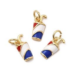 Разноцветный Латунь эмаль прелести, пить, стойки покрытие, долговечный, без кадмия и без свинца, реальный 18 k позолоченный, с целью перехода в кольце, красочный, 12.5x5.5x3 мм, отверстие : 3 мм