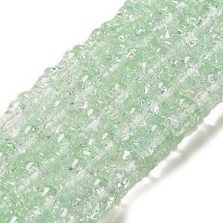 Pale Green Transparent Crackle Glass Beads Strands, Bamboo Joint, Pale Green, 8x10.5mm, Hole: 1.7mm, about 38pcs/strand, 15.35''(39cm)