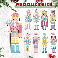 (52) Непрозрачная лаванда 9 шт. деревянные подвесные украшения в виде щелкунчика, с пеньковой веревки, для подвесных украшений на елку, разноцветные, 100~102x30.5~39.5x2.5 мм