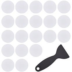 Белый Плоские круглые противоскользящие наклейки для ванны Peva, ступени безопасного душа клейкие наклейки, с пластиковыми скребками, белые, 80x1 мм, 20 шт / комплект, 1 комплект