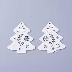 Белый Подвески из тополя, окрашенные, рождественская елка, белые, 68x60.5x3 мм, отверстие : 3 мм