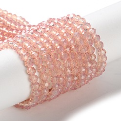 Темный Лосось Запекание окрашенные прозрачные стеклянные бусины нити, имитация Opalite, граненые, круглые, темный лосось, 4 мм, отверстие : 0.9 мм, около 105~110 шт / нитка, 38~39 см