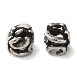 Античное Серебро 304 из нержавеющей стали европейские шарики, бусины с большим отверстием, самородки, античное серебро, 7x5.5 мм, отверстие : 4 мм