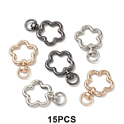 (52) Непрозрачная лаванда 15 шт 3 цвета поворотные застежки из сплава, цветок, разноцветные, 41x27.5x5 мм, 5 шт / цвет