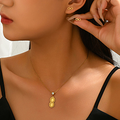 Настоящее золото 18K Подвеска в форме цифры 8 из нержавеющей стали и серьги-гвоздики для женщин на каждый день, в повседневном стиле и для вечеринок., реальный 18 k позолоченный, ожерелья: около 15.75 дюйма (40 см)