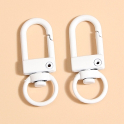 White Spray Painted Alloy Swivel Clasps, Swivel Snap Hook Clasps, White, 31.5x12.5mm