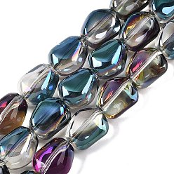 Темно-бирюзовый Стеклянные бусины с гальваническим покрытием , самородки, темные бирюзовый, 12x10.5x7.5 мм, отверстие : 1 мм, около 50 шт / нитка, 23.62'' (60 см)