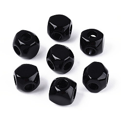 Черный Непрозрачные акриловые бусины, кубические, граненые, чёрные, 15~16x15~16x15~16 мм, отверстие : 7 мм