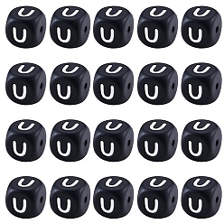 Letter U 20 шт. черные силиконовые бусины в виде кубических букв 12x12x12 мм квадратные бусины с алфавитом в виде кубиков с 2 мм отверстием прокладка свободные бусины с буквами для браслета, ожерелья, ювелирных изделий, letter.u, 12 мм, отверстие : 2 мм