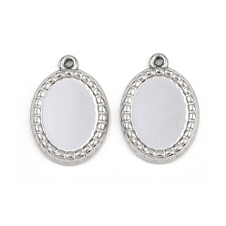 Нержавеющая Сталь Цвет 304 Настройки кабошон из нержавеющей стали кулон, овальные амулеты, цвет нержавеющей стали, лоток : 16.5x12.5 мм, 24.5x17x3 мм, отверстие : 1.4 мм