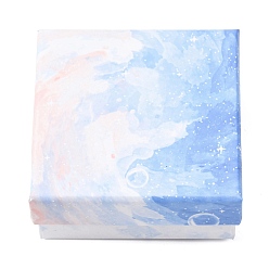 Васильковый Квадратные картонные коробки для украшений с градиентным цветом, с губкой внутри, серьги, кольца, ожерелья и браслеты, подарочная упаковка, васильковый, 7x7x3 см