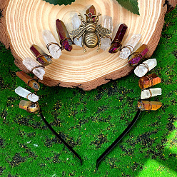Bees Ободки для волос из натурального кварца и фиолетового кварца, корона для волос, для женщин девушек, Пчелы, 200x160 мм