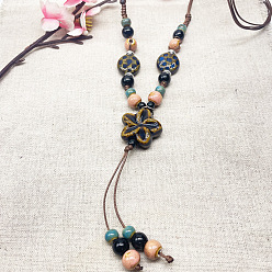 Разноцветный Фарфоровые бусины кисточки нагрудники ожерелья для женщин, красочный, 29.13 дюйм (74 см)