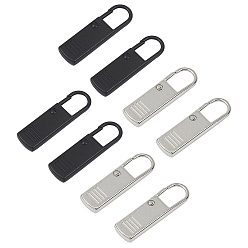 Mixed Color Zinc Alloy Replacement Zipper Pull Tabs, for Suitcase, Bag, Mixed Color, 37.5x10.5x4mm, Hole: 7x11.5mm, 2color, 4pcs/color, 8pcs/set