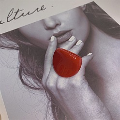 (123L) Белый крем непрозрачный блеск Овальные кольца из смолы для женщин, огнеупорный кирпич, внутренний диаметр: 17 мм