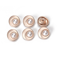 Матовый Розово-Золотой Цвет Кнопки сплава хвостовиком, с пластиковыми бусинами из искусственного жемчуга, полукруглый, матовый цвет розового золота, 11 мм