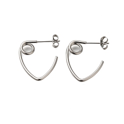 Серебро 304 серьги-гвоздики из нержавеющей стали для женщин, серебряные, 22x4 мм