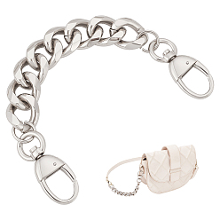 Platinum Aluminum Alloy Bag Extender Chains, with Swivel Clasps, for Bag Straps Replacement Accessories, Platinum, 218x19x5mm