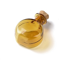 Goldenrod Flat Round Miniature Glass Bottles, with Cork Stoppers, Empty Wishing Bottles, for Dollhouse Accessories, Jewelry Making, Goldenrod, 11.5x21x31mm