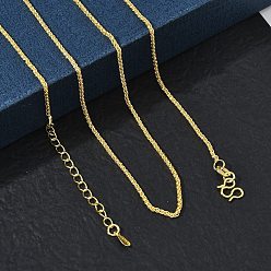 Real 18K Gold Plated 1.5MM Brass Wheat Chain Necklaces for Women, Long-Lasting Plated, Real 18K Gold Plated, 17.72~18.50 inch(45~47cm)