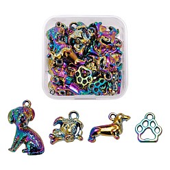 Rainbow Color 32 шт 4 подвески из сплава, без кадмия, без никеля и без свинца, собака и отпечаток лапы, Радуга цветов, 13~21.5x11~19x1.5~6 мм, отверстие : 1.2~2.5 мм, 8 шт / стиль