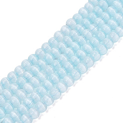 Bleu Clair Colliers de perles en verre imitation œil de chat, ronde, bleu clair, 4~4.5mm, Trou: 1~1.2mm, Environ 110~112 pcs/chapelet, 14.96~15.16 pouce (38~38.5 cm)
