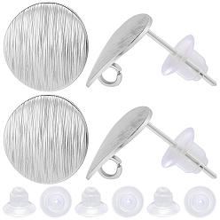 Платинированный 20 шт. Детали из латуни для ушей, с петлей, плоско-круглые, без никеля , 20 гайки ушные пластиковые, Реальная платина, 12 мм, отверстие : 2 мм, контактный: 0.5 mm.