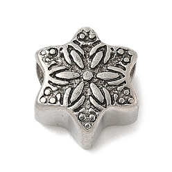 Античное Серебро 304 из нержавеющей стали европейские шарики, бусины с большим отверстием, звезда Давида, античное серебро, 11x9x6 мм, отверстие : 4.5 мм