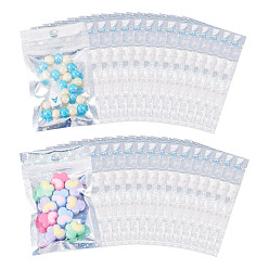 Серебро 60шт. блестящие голографические звездчатые пластиковые пакеты с застежкой-молнией в форме инь-ян, верхние пакеты с самозапечатыванием, прямоугольные, серебряные, 10x6x0.01 см, односторонняя толщина: 2.5 мил(0.065мм)