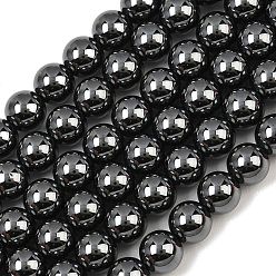 Hématite Sans Magnétique   Synthétiques non-magnétiques hématite perles brins, lisse et rond, Note 5 un, 8mm, Trou: 1.2mm, Environ 53 pcs/chapelet, 16.14'' (41 cm)