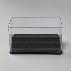 Black 3-Tier Plastic Action Figures Display Case, Rectangle Minifigures Organizer Presetation Box, for Block Building, Model Storage, Black, 18x9x10.1cm
