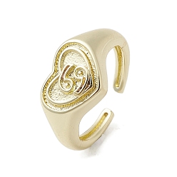 Cancer Brass Adjustable Open Rings, Cadmium Free & Nickel Free & Lead Free, Heart, Cancer, US Size 7 3/4(17.9mm)