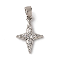 Платина Латунные микро проложить кубического циркония подвески, звезды прелести, долговечный, без кадмия и без свинца, стойки покрытие, платина, 16.5x11.5x2 мм, отверстие : 3x5 мм