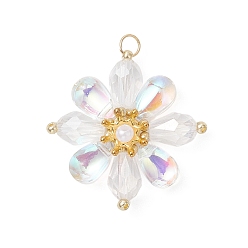 Прозрачный Подвески из стеклянных бусин, , прозрачные, 26.5x26x6 мм, Перейти кольцо: 4x0.8 мм, Внутренний диаметр: 3 мм.