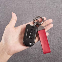 Красный Брелок для ключей от машины из натуральной кожи, универсальный брелок для мужчин и женщин, 360 с возможностью поворота на градус с D-образным кольцом, препятствующим потере, 2 кольца для ключей и 1 отвертка, красные, 9.5x2.3 см