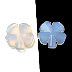 Opalite Synthetic Opalite Carved Clover Display Decorration, for Home Office Desk Decoration, 27~27.5x27.5~28x7~8mm